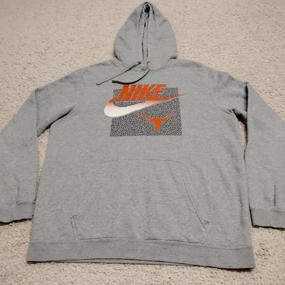 Texas Longhorns Hoodie Mens Large Gray Nike Sweater Sweatshirt Pullover Football
